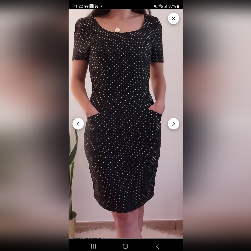 Ann Taylor Black and White Polka Dot Midi Dress